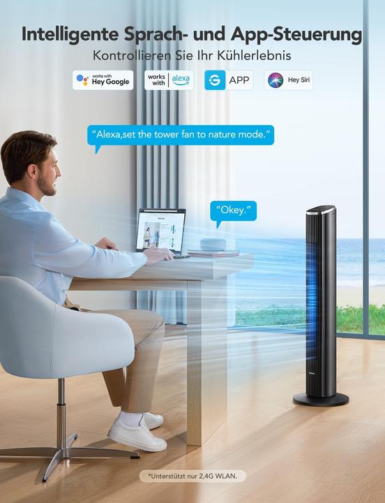 Produktbild GoveeLife Intelligenter Turmventilator mit App-Steuerung (27 dB)