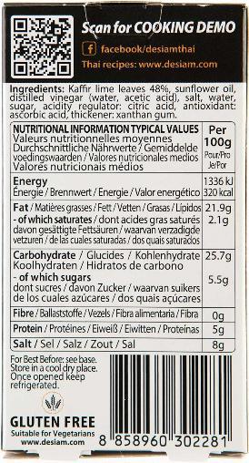Valeurs nutritives et ingrédients deSiam Kaffir Leave Paste 30 g (30 g)