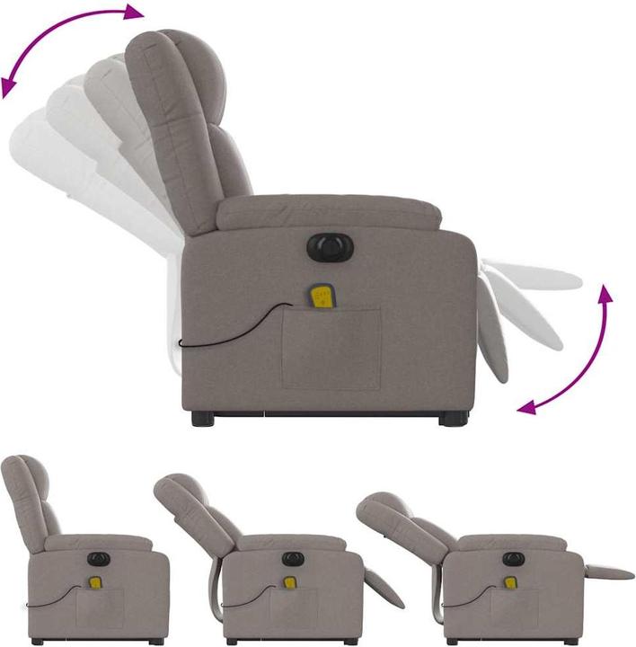 Immagine prodotto VidaXL Poltrona massaggiante Poltrona stand-up Poltrona TV Poltrona relax Poltrona Tessuto Taupe