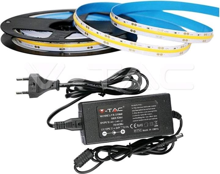 V-TAC LED COB Streifen Set IP20 24V 6000K 420 LEDs 10Wm 2669 3264 (Weiss, 42000 cm)