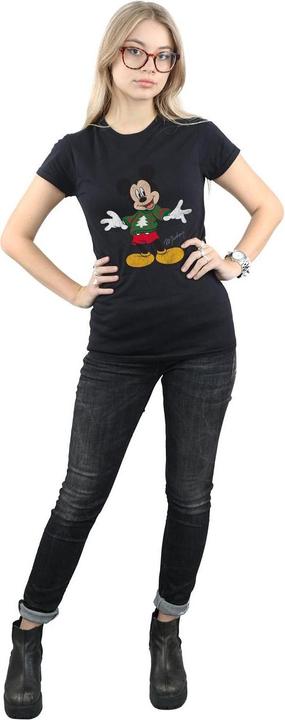 Actual product image Disney Womens/Ladies Mickey Mouse Christmas Jumper Cotton T-Shirt (L)
