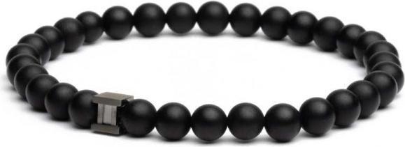 Image du produit Gemini Bracelet - Pierre Naturelle Agate - Taille M (Bracelet noir mat de 6 mm)