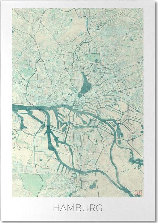 Produktbild Juniqe Hamburg-Vintage-Stadtkarte (A5, Liniert)