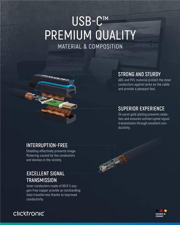 Produktbild clicktronic USB-C - USB-A Adapterkabel, High Speed (2 m, USB 3.0)