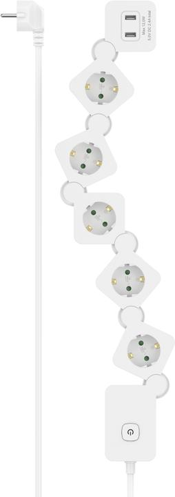 Immagine prodotto Hama 00223190 Cavo di prolunga da 1,4 m 5 prese AC Interno Bianco (5 x, CEE 7/3, 1.40 m)
