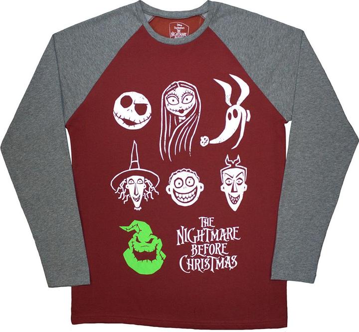 The Nightmare Before Christmas Stacked Faces Raglan