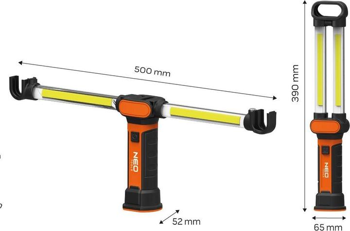 Actual product image Neo The workshop lamp is a rechargeable 500-lm COB LED (500 lm)