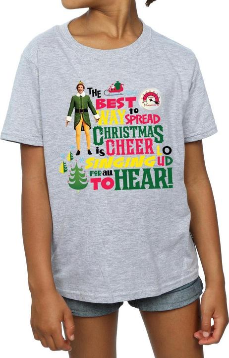 Actual product image Elf Girls Christmas Cheer Cotton T-Shirt (152, 158)