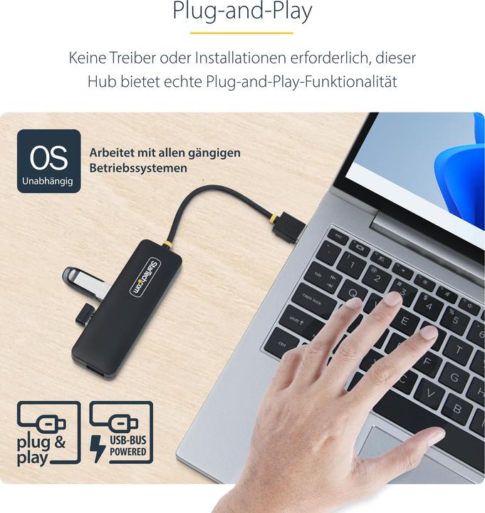 Actual product image StarTech 4-Port USB-A Hub 5gbps Portable Powered Nms Ns Ctlr (USB-A, 4 Ports)