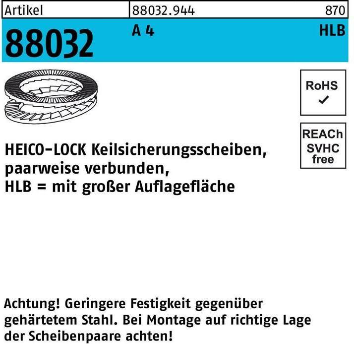 Immagine prodotto Heico Rondella di bloccaggio a cuneo R 88032 HLB-24S A 4 incollata in larghezza
