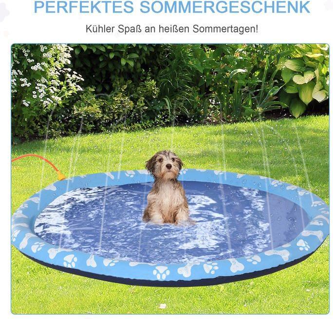 Image du produit Swisshandel24 170 cm Splash Sprinkler Pad pour chiens Jeu d'eau Tapis d'arrosage Antidérapant Outdoor P (Piscine pour chiens)
