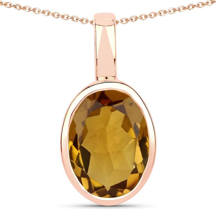 Image du produit Xen Pendentif avec chaîne Champagne Quartz 45 cm 925 argent doré à l'or rose (Argent sterling 925, 45 cm)