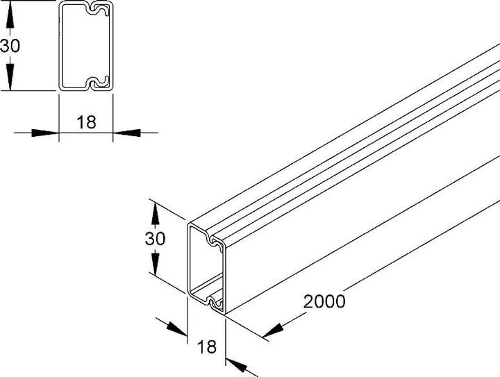 Image du produit Kleinhuis Goulotte d'installation électrique, plastique, 18 x 30 x 2.000 mm, blanc pur (200 cm)