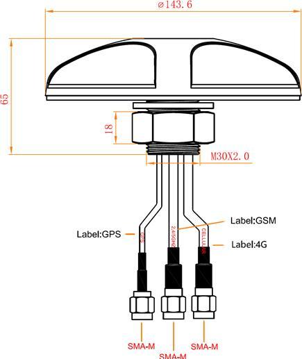 Produktbild Delock LTE/GMS/GPS 3in1 Antenne