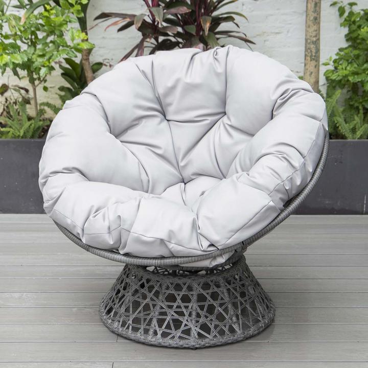Actual product image PureHaven Lounge chair 92x80x80.5 cm made of rattan round cushion rotatable 360 degrees easy to clean elegant