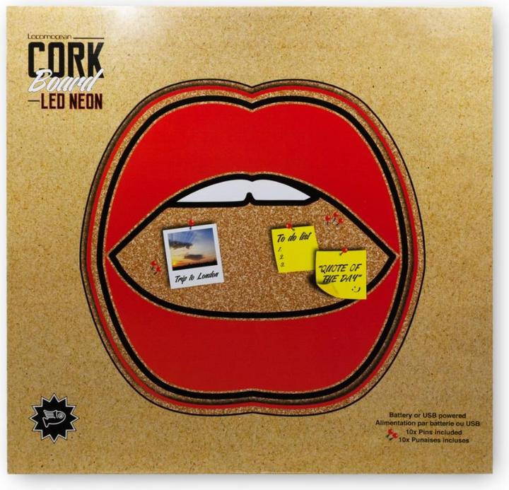 Actual product image Locomocean LED Cork Pinboard - Mouth (Bulletin board, 45 x 10 x 44 cm)