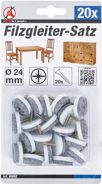 Actual product image BGS Felt Pads Set | with Pin | Ø 24 mm | 20 pcs. (Felt gliders, 20 Piece)