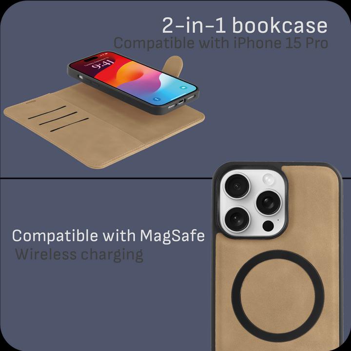 Produktbild Cazy Abnehmbare Brieftaschenhülle für iPhone 15 Pro, Abnehmbare Hülle, Magfit, 2-in-1-Design (Apple iPhone 15 Pro)