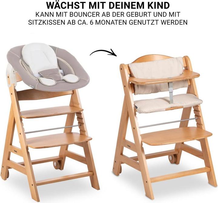 Produktbild Hauck Hochstühle Beta Plus Natural 5-tlg. Newborn-Set - Hochstuhl + (Hochstuhl)