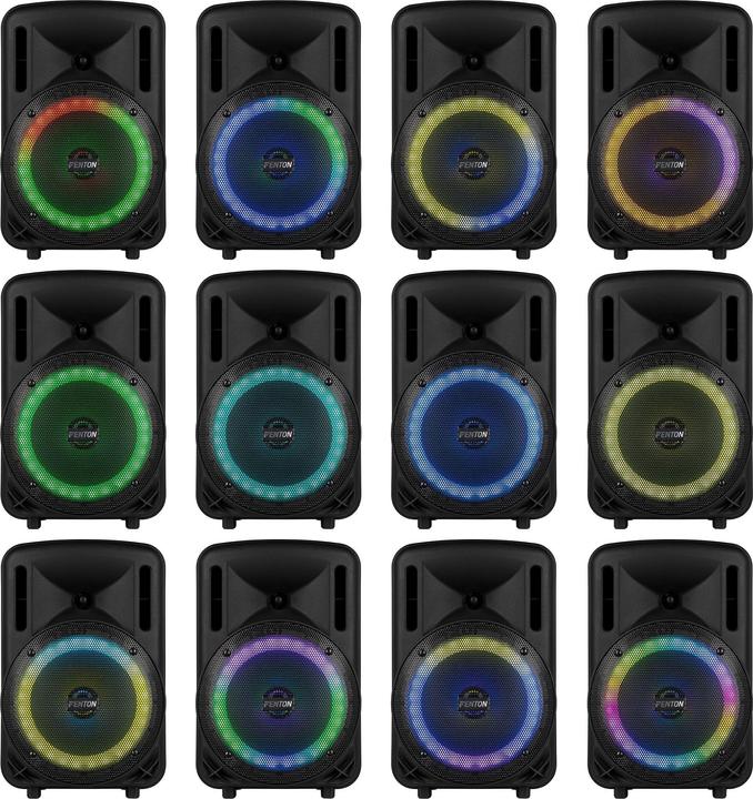 Image du produit Fenton Speaker Bluetooth - FT08LED MK2 karaoke box met LEDâ€™s, accu en microfoon - Voor (Actif)