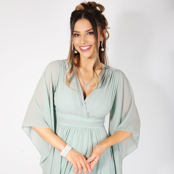 Actual product image Krisp Chiffon wrap dress with angel sleeves maxi dress (S)