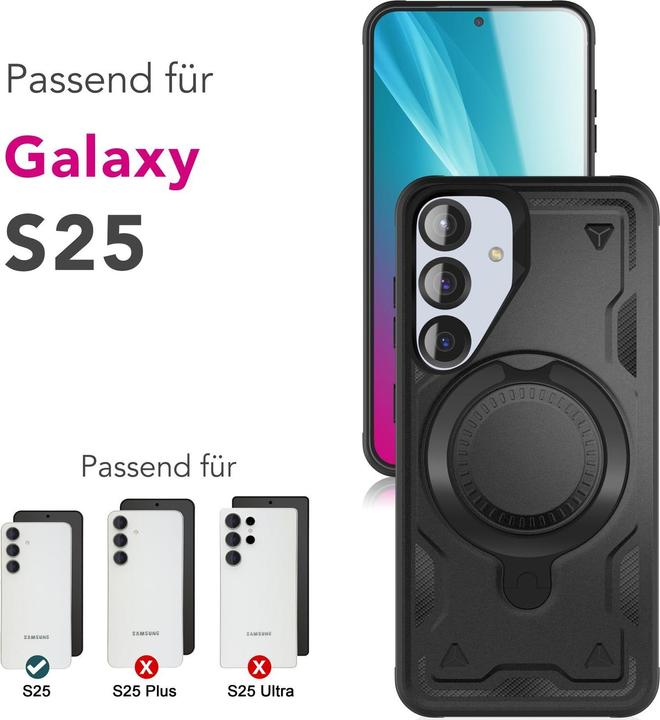 Produktbild Nalia Stormguard - Stossfeste Armor Ring Hülle für MagSafe - Military Kickstand Hardcase (Samsung Galaxy S25)