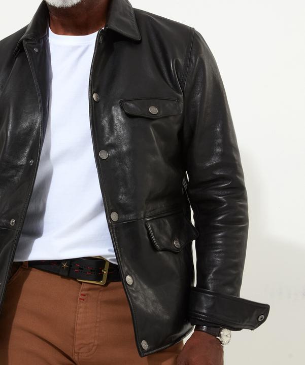 Actual product image Joe Browns Classic Leather Jacket with Vintage Check Lining (XXL)