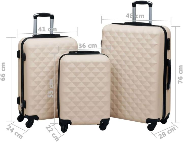 VidaXL Trolley Set, Gold (Handgepäck (bis 50l), M (50 - 90l), L (90 - 115l))