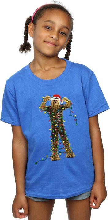 Actual product image Star Wars Girls Chewbacca Christmas Lights Cotton T-Shirt (140, 146)