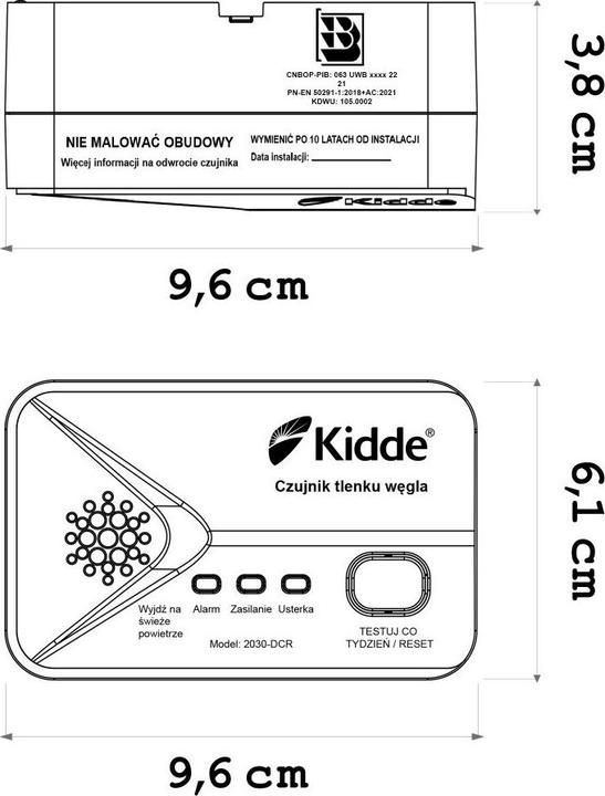 Actual product image Kidde Czujnik tlenku węgla 2030-DSCR