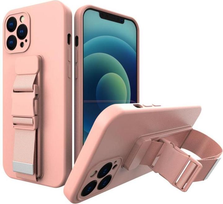 Hurtel Custodia in gel con cordino a catena borsa cordino iPhone 13 mini rosa (Apple iPhone 13 mini)