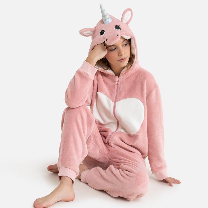 Produktbild La Redoute Collections Fleece-Overall mit Einhornkapuze (152)