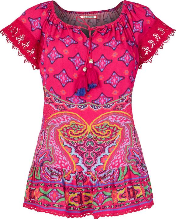 Joe Browns Printed Crochet Lace Trim Tassel Top
