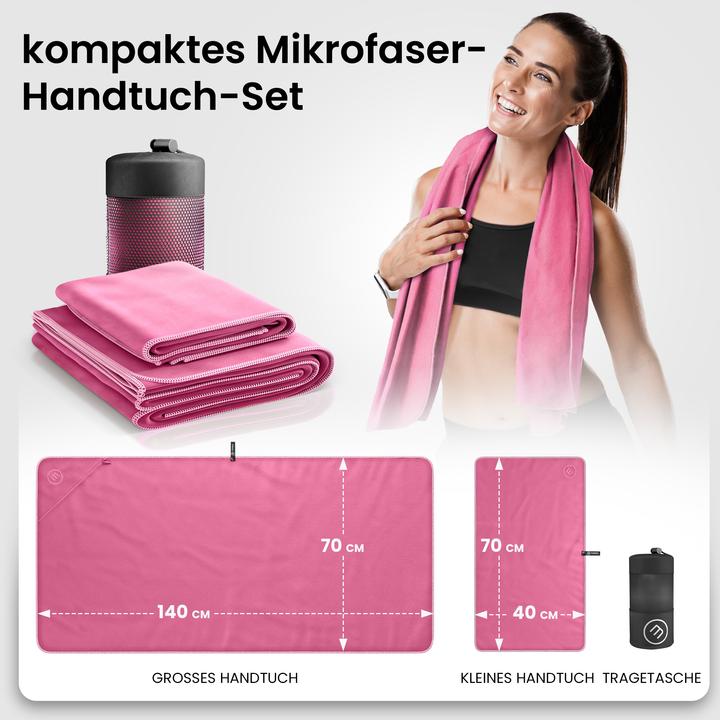 Image du produit BeMaxx Set de serviettes en microfibre, rose