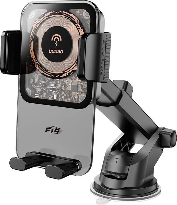 Dudao F19 clamp car holder with 15W inductive charger - black