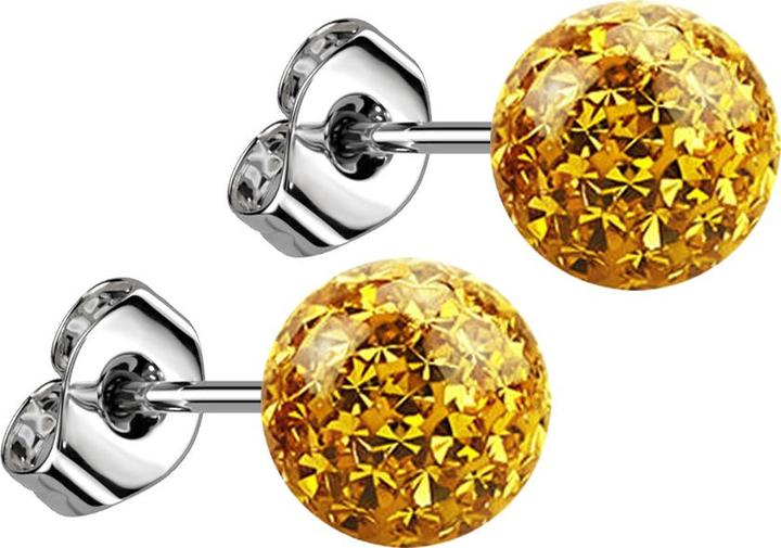Produktbild Star Piercing Ohrstecker silber mit Kristall Kugel topaz Epoxy Schutzschicht (Chirurgenstahl 316L, ohne Messing)