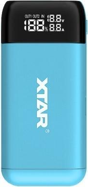 Actual product image Xtar PB2S blue charger / powerbank for Li-ion 18650 / 20700 / 21700 cylinder batteries (2 pcs., 18650, 20700, 21700, Chargers without battery)