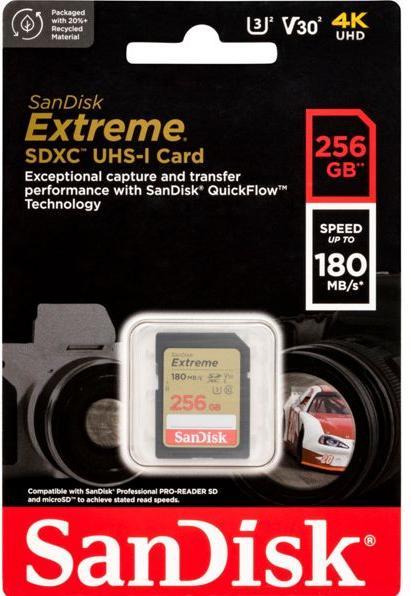 Image du produit SanDisk Extreme (256 Go, SDXC, U3, UHS-I)