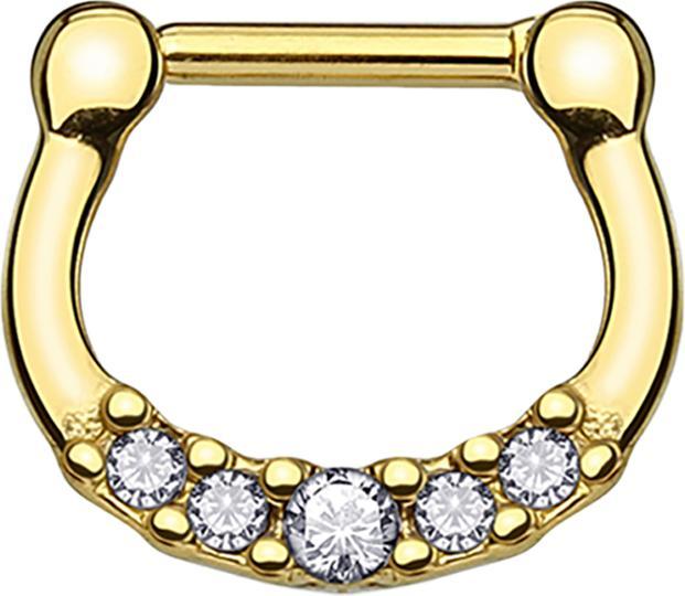 Produktbild Star Piercing Septum mit mit fünf Kristallen vergoldet und Titanium Beschichtung (Chirurgenstahl 316L, ohne Messing)