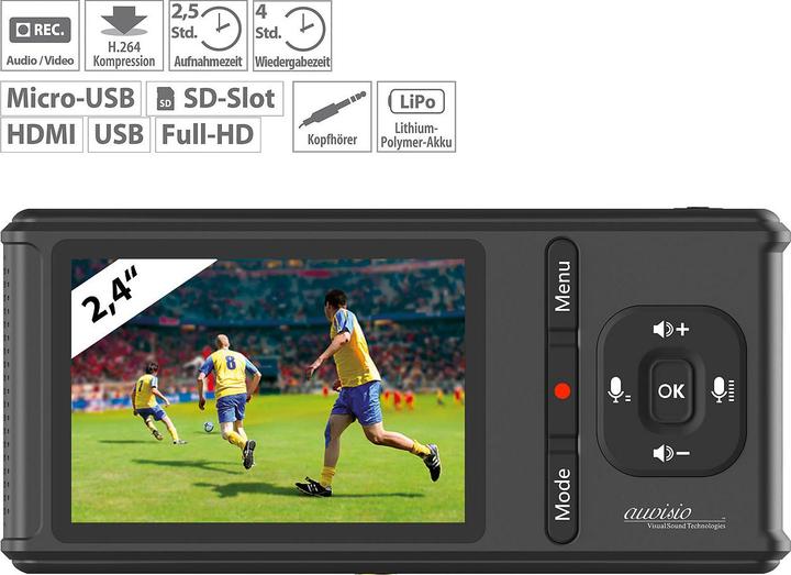 Image du produit Auvisio Enregistreur vidéo UHD 4K avec écran couleur
