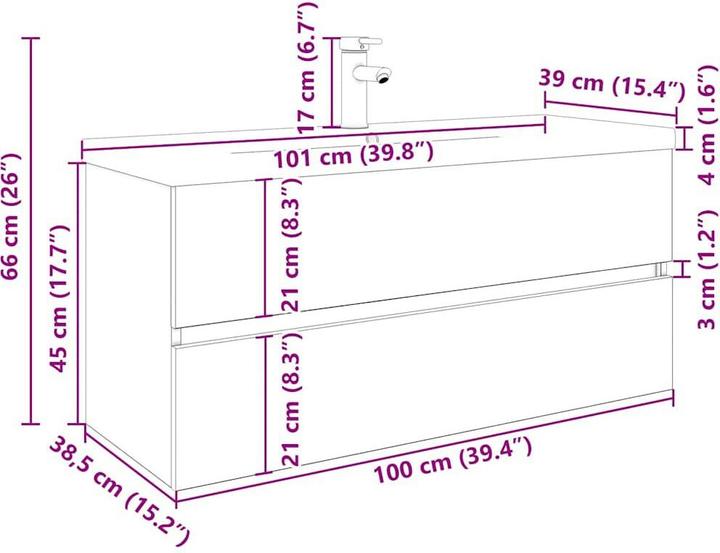 Actual product image VidaXL Vanity unit with built-in basin and tap Bathroom washbasin
