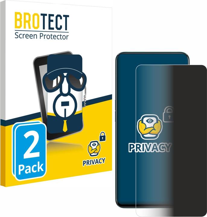 Productafbeelding BROTECT Anti-spionnetje privacyfolie Beschermfolie tegen blauw licht (2 Stuk, Oppo Reno 2)