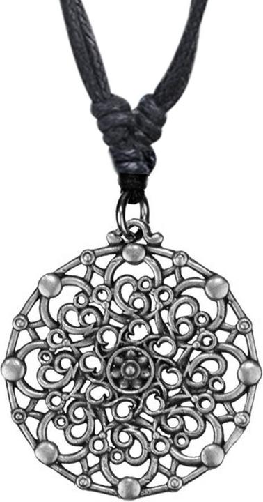 Actual product image Star Piercing Necklace black pendant silver flower mandala (Brass)