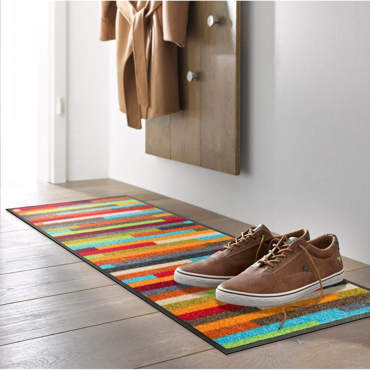 Actual product image Wash + Dry Doormat Shoe Size Mikado Stripes 35 cm x 75 cm, Colourful (35 x 75 cm)