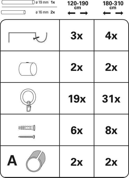 Produktbild Gardinia Gardinenstangen Set 1-Lauf Cap ausziehbar