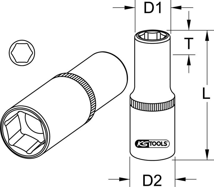Image du produit KS Tools Douille six pans 1/2" longue (1")