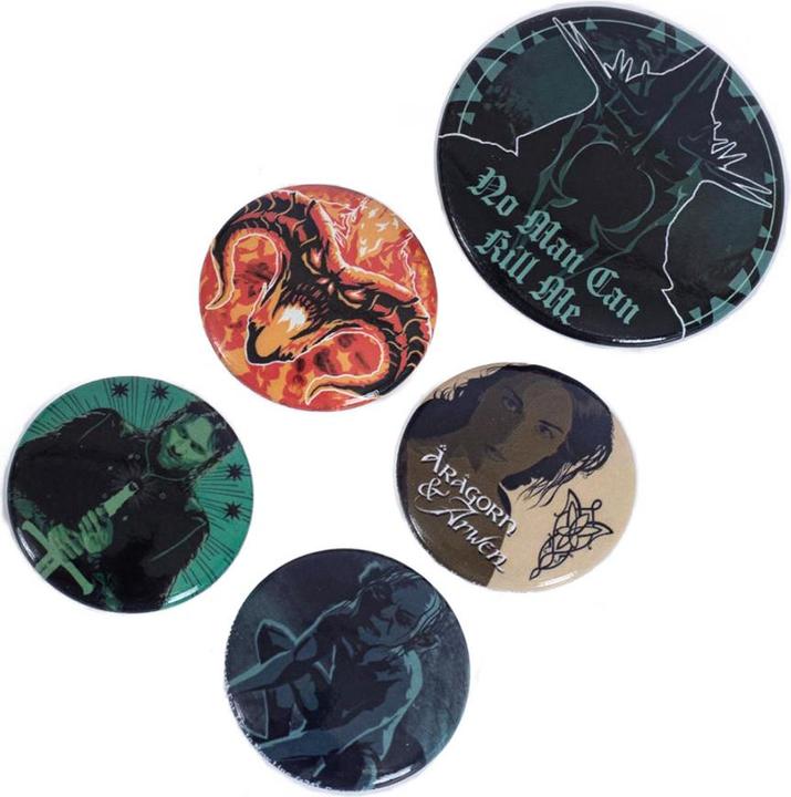 Actual product image Lord of the rings No Man Can Kill Me Button Badge Set