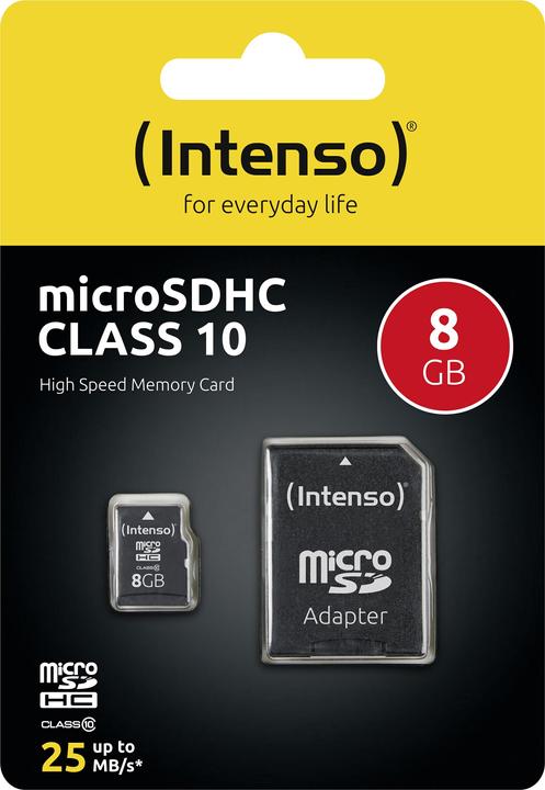 Produktbild Intenso microSD Class 10 (8 GB, microSDHC, U1)