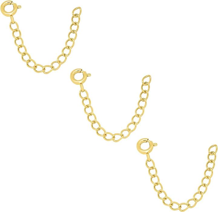 Candy Kettenverlängerung 3er Pack, 925 Sterling Silber, vergoldet (18k vergoldet, 925er Sterlingsilber, 925 Sterling Silber)