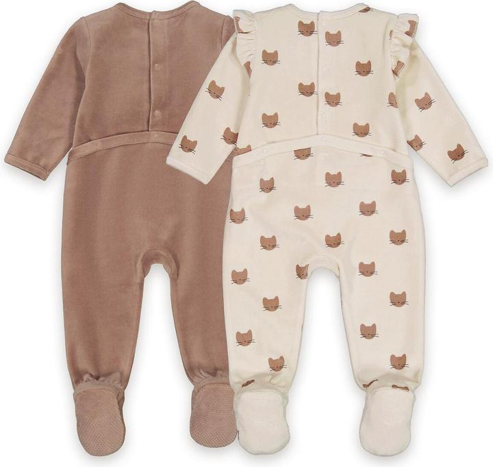 Image du produit La Redoute Collections Lot de 2 grenouillères en velours avec motif chat (94)